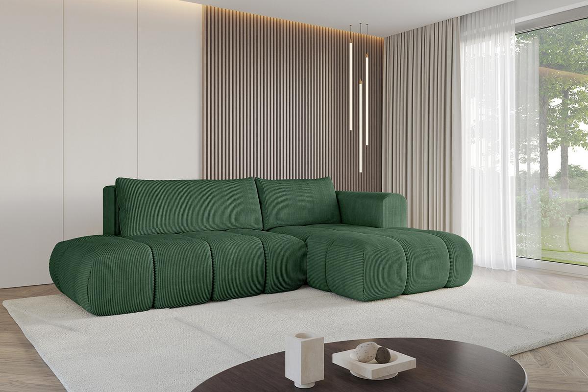 ECKSOFA Ottomane Rechts CLOUD-L 280x185x90 Grün Cord - Grün, Holzwerkstoff/Kunststoff (185/280cm) - ALTDECOR