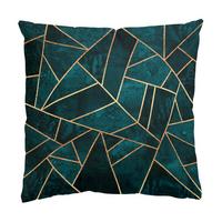 DEKOKISSEN Dunkles Türkis mit Gold 50/50 cm - Türkis, Textil (50/50/10cm) - Bilderwelten