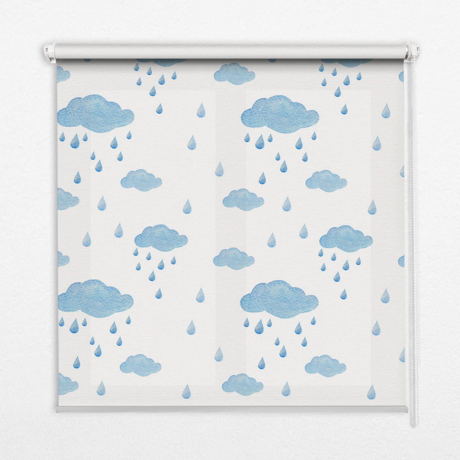INNENROLLO - Fensterrollo - Rollo - 80x180 cm - Wolken und Regen - Blau, Kunststoff (80/180/0.5cm) - TULUP