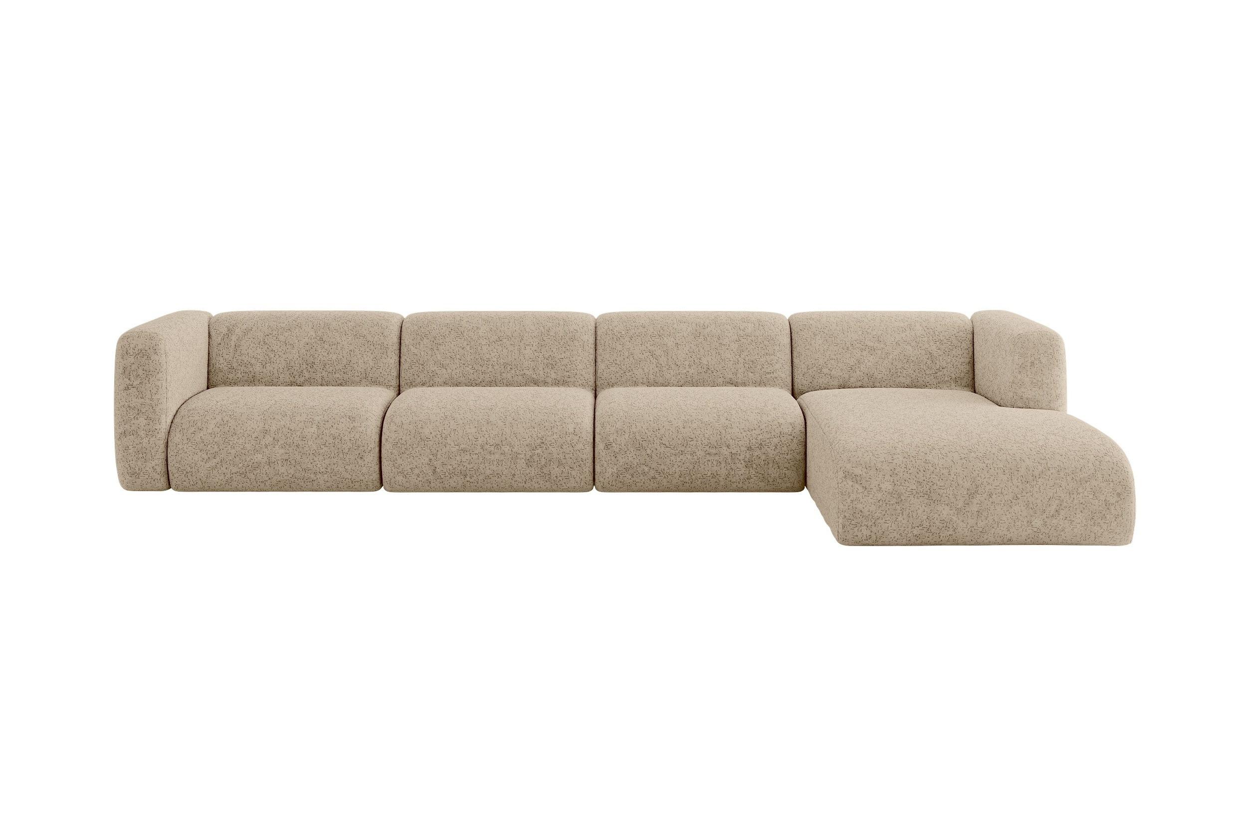 ECKSOFA Ottomane Rechts MIRA-L3 409x179x70 Braun Velours - Schwarz/Braun, Holzwerkstoff/Kunststoff (409/179cm) - ALTDECOR