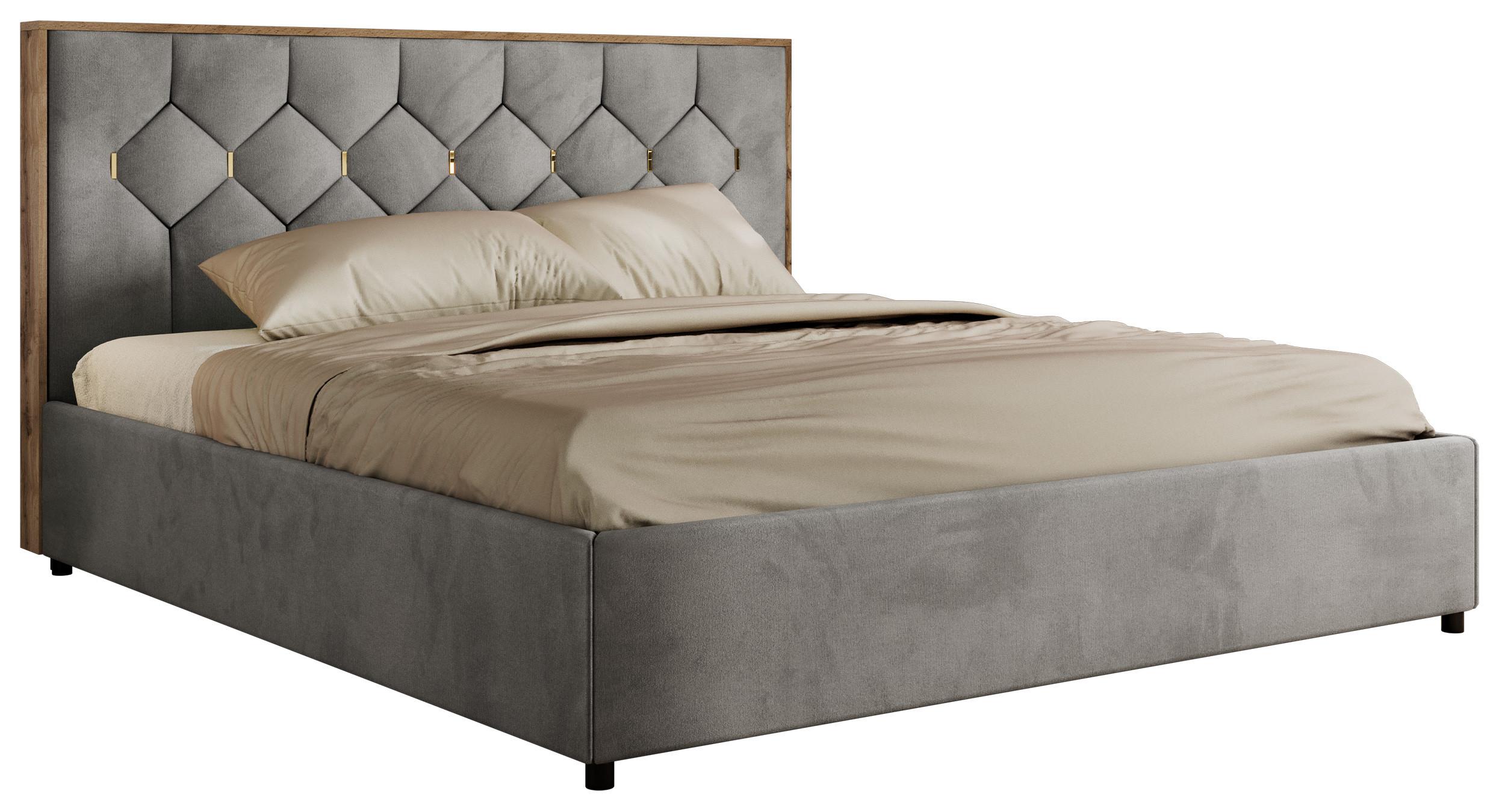 POLSTERBETT LARINO CLASSIC 180/200 - Hellgrau Velvet - Pocket Matratze - Hellgrau, Textil (180/200cm) - MKS