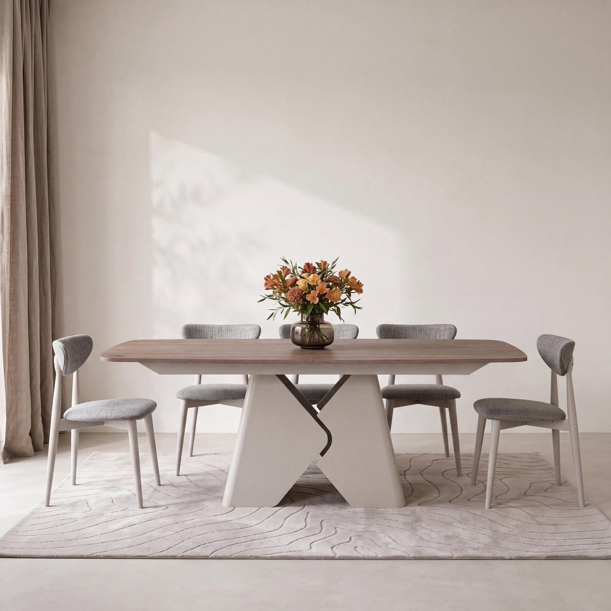 ESSTISCH Vanta rechteckig ausziehbar verlängerbar mit Metallgestell in Kaschmir Grau, Eiche Braun 180-270/90/76 cm - Greige/Schwarz, Holzwerkstoff/Metall (90/270/76cm) - WFL GROUP
