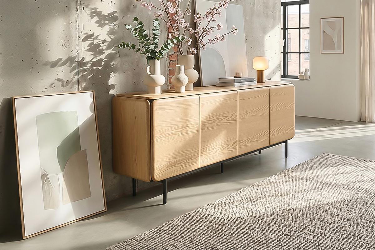 SIDEBOARD AVRIL Braun Eiche - Schwarz/Braun, Holzwerkstoff/Metall (181/87/40cm) - KAWOLA