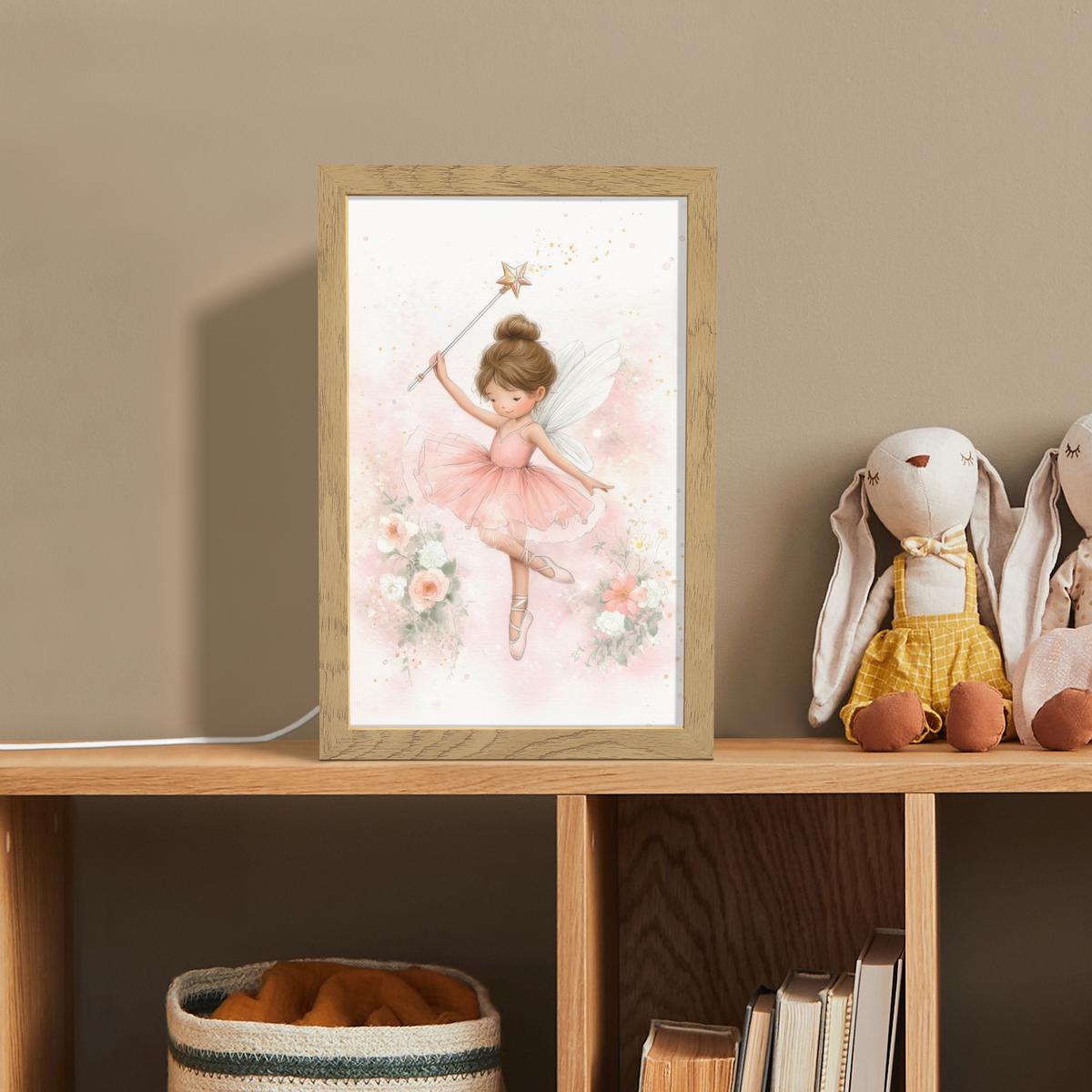NACHTTISCHLAMPE Ballerina - Fee - Blumen - Rosa 20x30 cm - Rosa, Holzwerkstoff (8/20/30cm) - OnlyWow