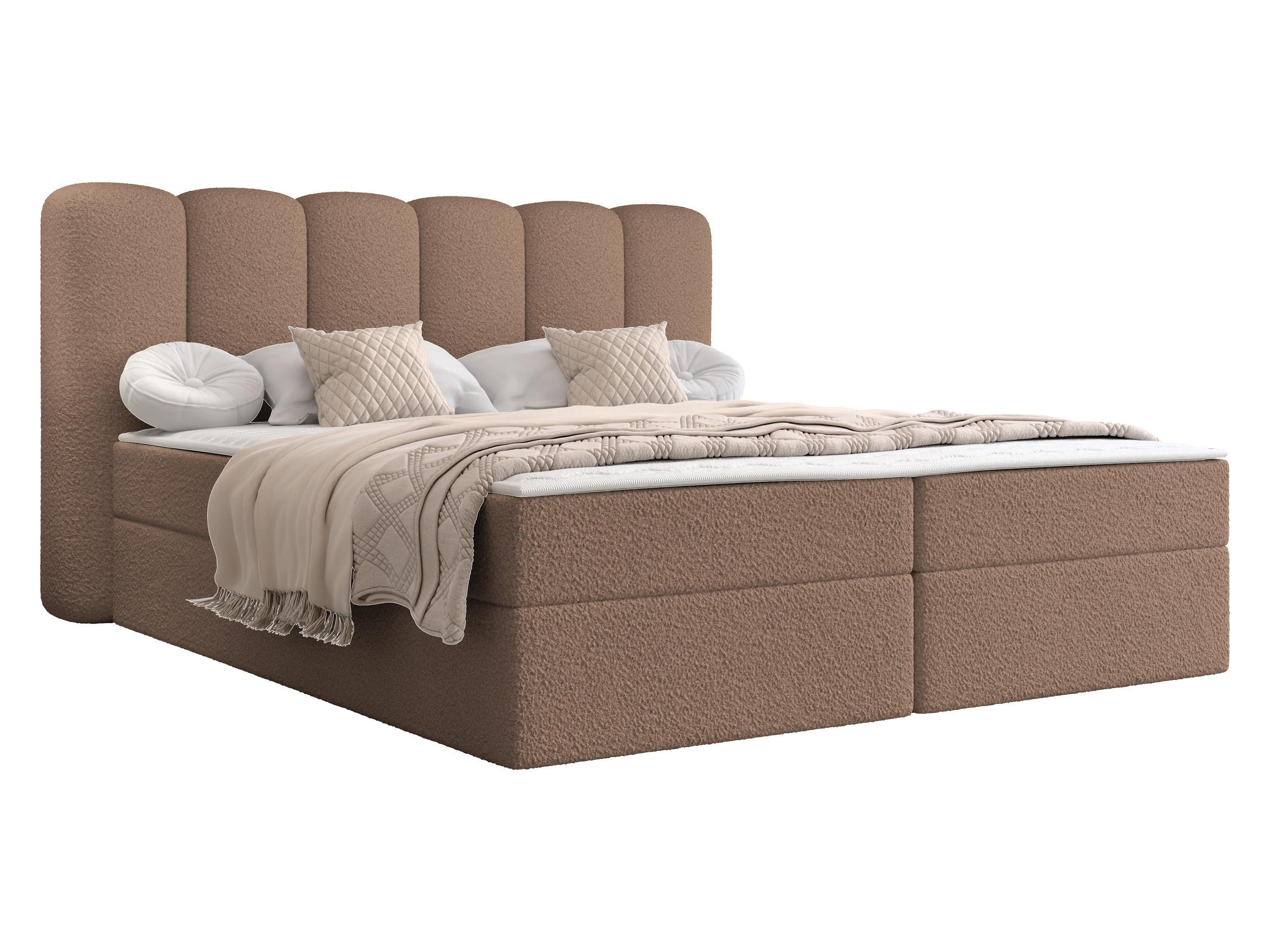 BOXBETT Softi 1 Boucle - H3 - Schwarz/Braun, Holz/Holzwerkstoff (160/200cm) - MIRJAN24