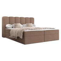 BOXBETT Softi 1 Boucle - H3 - Schwarz/Braun, Holz/Holzwerkstoff (180/200cm) - MIRJAN24