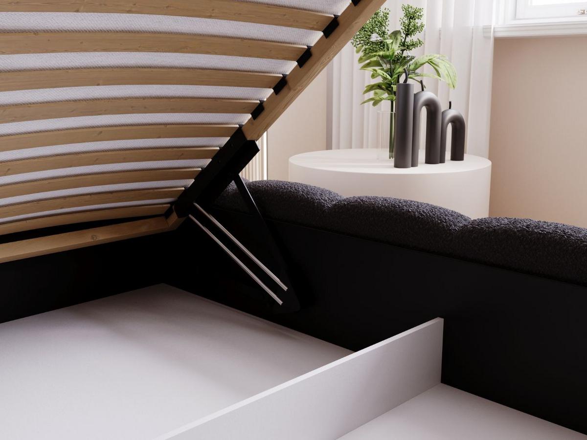 POLSTERBETT Cloud Low 160x200 Bouclé-Stoff Schwarz - Schwarz, Textil (160/200cm) - Graingold