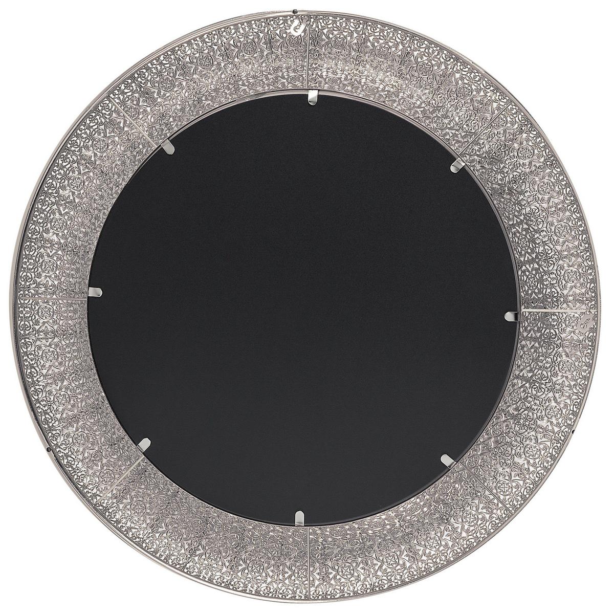 WANDSPIEGEL silber rund 80 cm Channay - Silberfarben, Metall (80/80/5cm) - Beliani