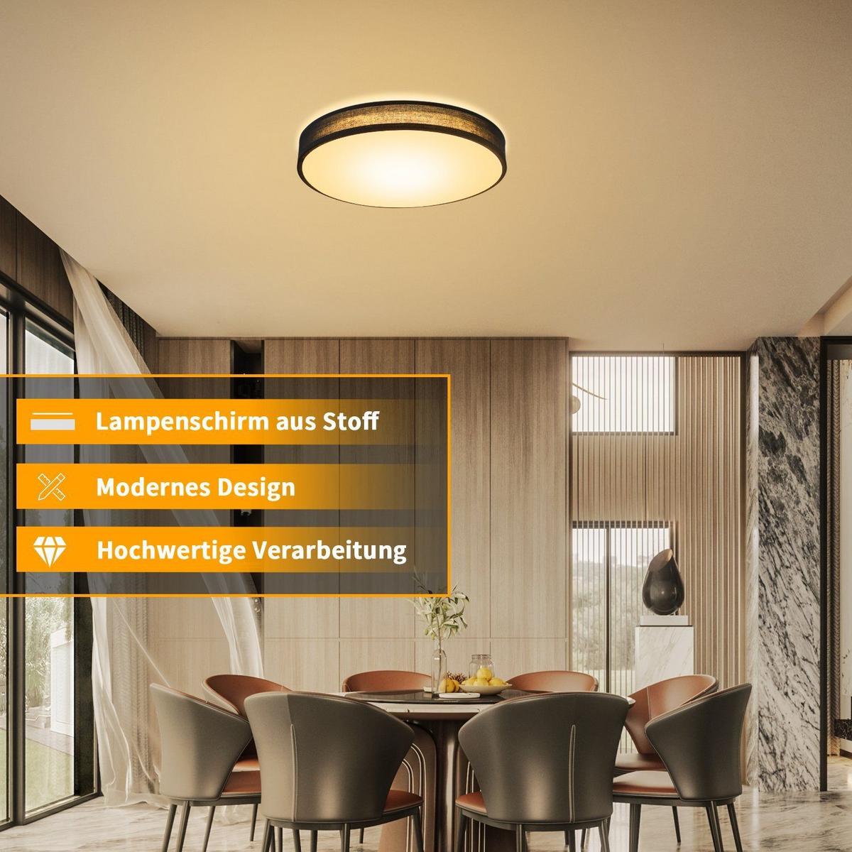 LED-DECKENLEUCHTE Alvira 30/30/6 cm - Schwarz, Textil (30/30/6cm) - Nettlife