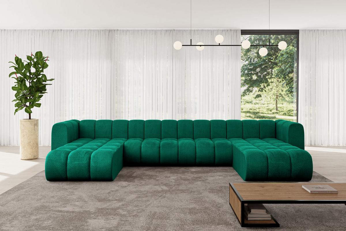 WOHNLANDSCHAFT modulares Sofa Joren-U2 - 410x177x70 cm Grün - Dunkelgrün, Holzwerkstoff/Textil (410/70/177cm) - ALTDECOR