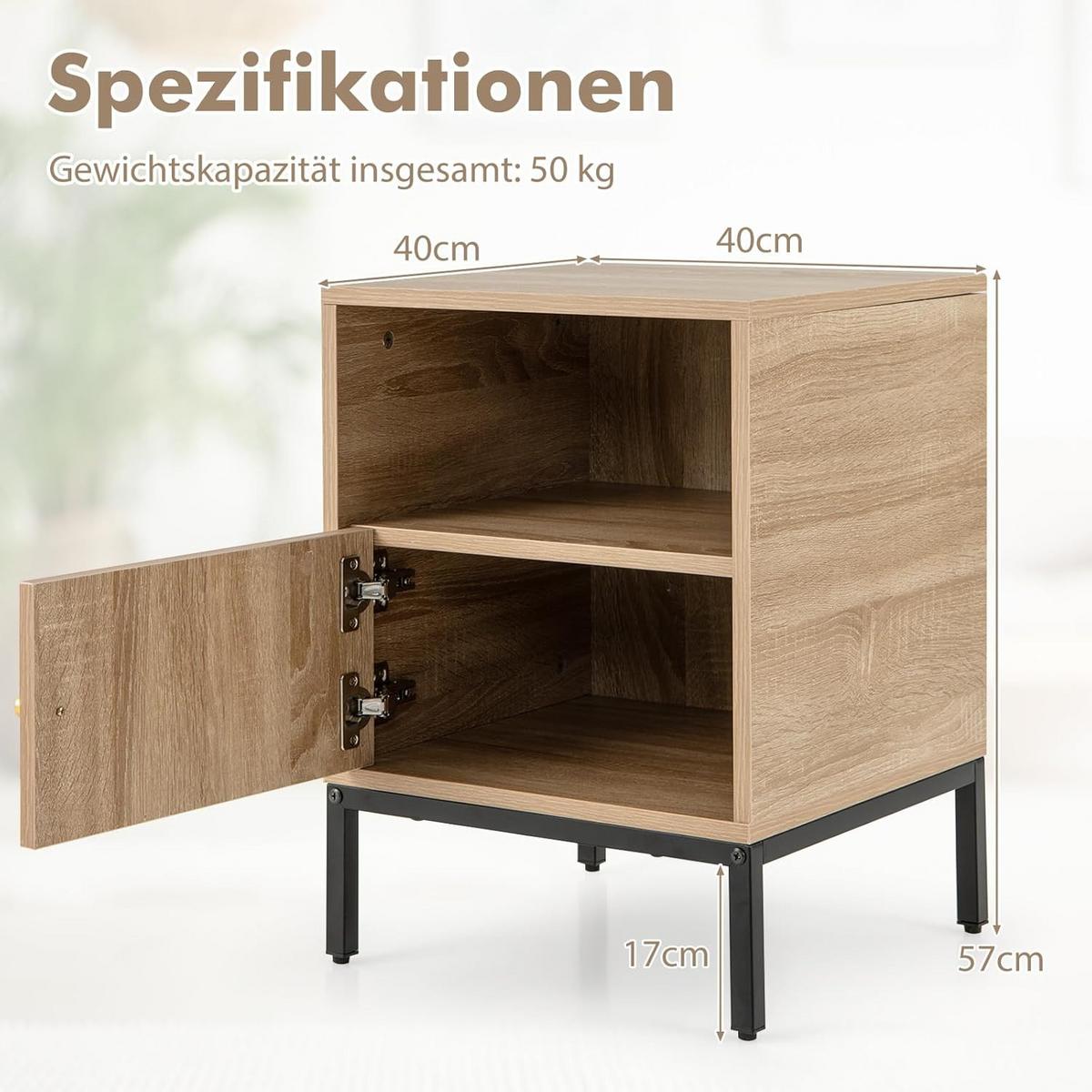 NACHTTISCH Braun - Braun, Holz - COSTWAY