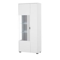VITRINE weiß matt, Vitrinenschrank 75 x 180 cm mit Soft-Close-Funktion - Schwarz/Weiß, Glas/Holzwerkstoff (75/180/38cm) - Furn.Design