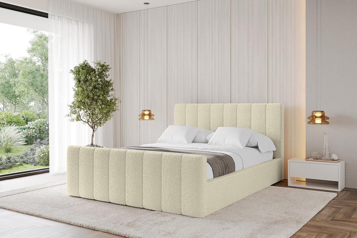 POLSTERBETT mit Bettkasten, Fußteil und Lattenrost, Boxbett mit Matratze H3/H4 - STERA-Z 160x200 Beige - Hellbraun, Holzwerkstoff/Textil (160/200cm) - ALTDECOR