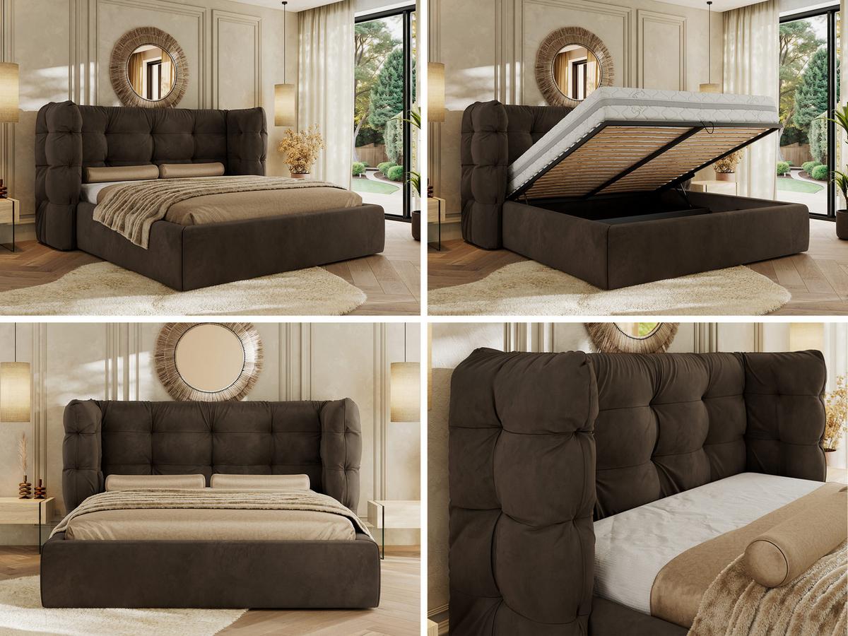 POLSTERBETT FLONELLE CLASSIC 140/200 - Braun Velvet - ohne Matratze - Braun, Textil (140/200cm) - MKS