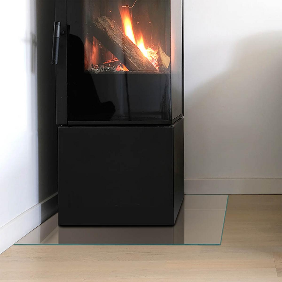 GLASPLATTE für Kamin 50x50 cm - Braun, Glas (50/50/0.4cm) - TULUP