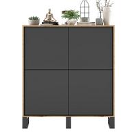 KOMMODE Apollo 4D Eiche wotan Graphit Matt mit metallbeinen 113 cm - Graphitfarben/Schwarz, Holzwerkstoff/Metall (113/127/35cm) - Meble Lindner