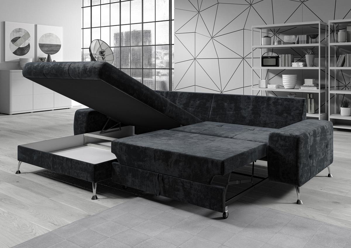 ECKSOFA L Form Artemia Hellbraun Samt 275/192/81 cm – modernes Sofa fürs Wohnzimmer L - Silberfarben/Hellgrau, Textil/Metall (192/275cm) - AX Living