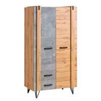 DREHTÜRENSCHRANK BRANDO 90,1/187,1/55,3cm 2-türig Eiche Wotan - Eiche Wotan/Grau, Holzwerkstoff (90.1/187.1/55.3cm) - MASSENO