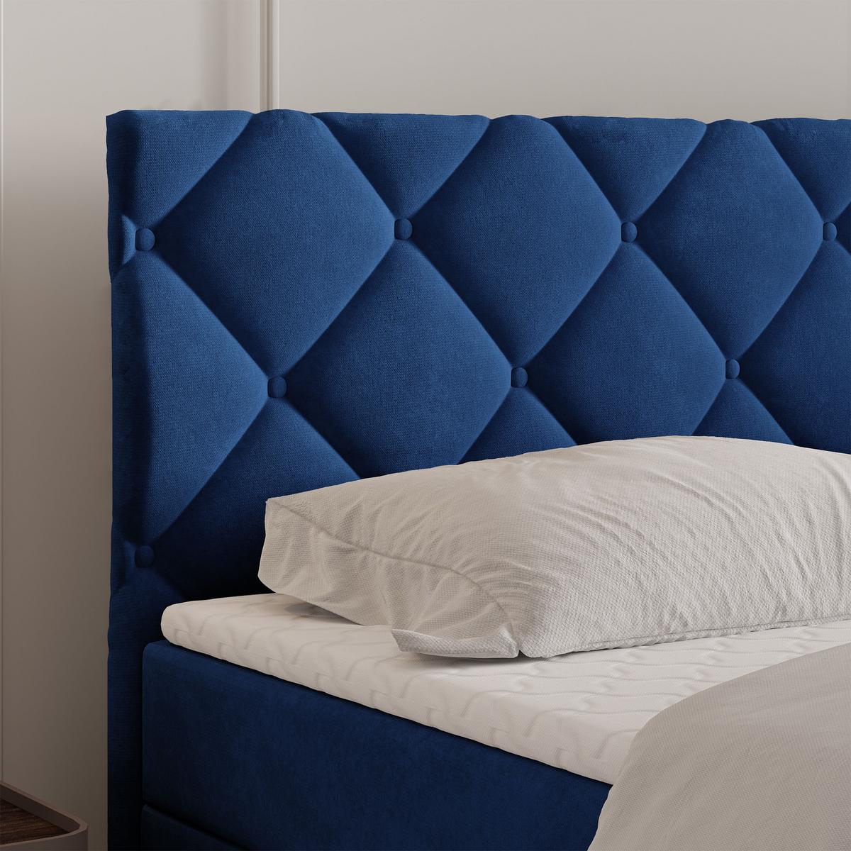 BOXBETT ROVARI 180x200 cm mit Matratze und Topper - Blau - Blau, Holz (180/200cm) - MASSENO