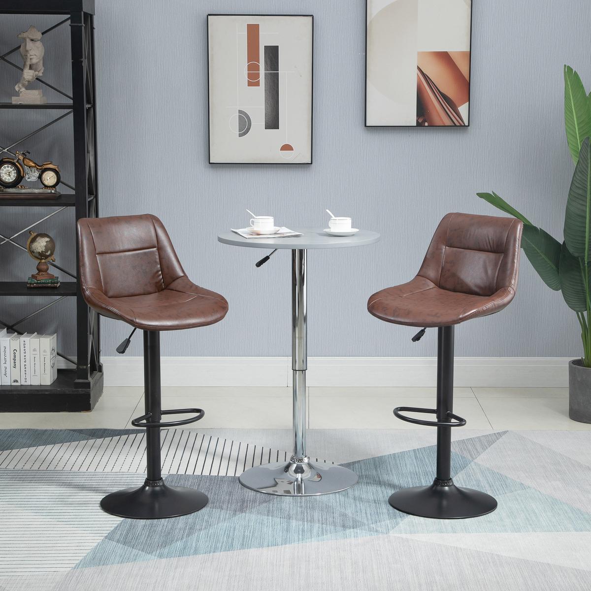 BARHOCKER, Kunstleder, Stahl, Braun - Braun, Kunststoff (50/108/46.5cm) - HOMCOM