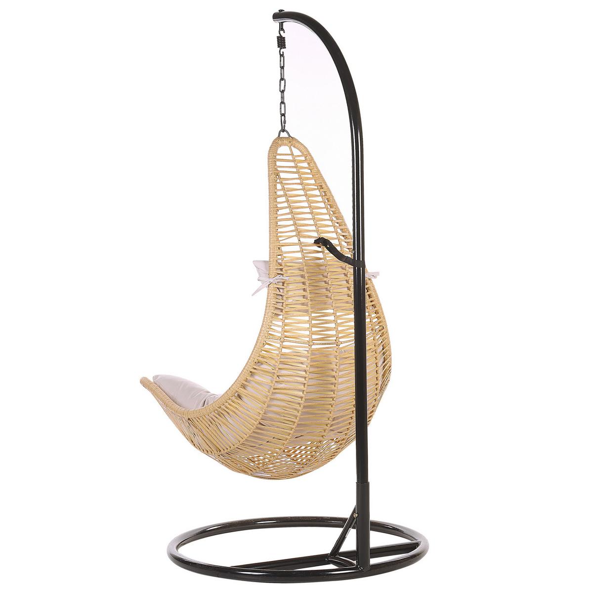 HÄNGESESSEL mit Gestell PE Rattan natürlich 95 cm Atri II - Beige, Kunststoff (95/200/95cm) - Beliani