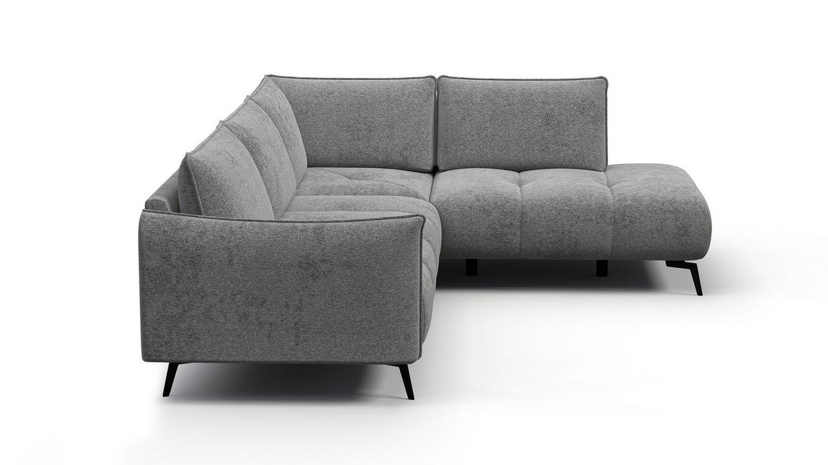 ECKSOFA AERA 5-Sitzer rechts, platingrau - Schwarz/Grau, Holz/Textil (268/206cm) - Wozimo
