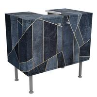 WASCHBECKENUNTERSCHRANK Blaue Geometrie Aquarell 60/55/35 cm - Blau, Holzwerkstoff (60/55/35cm) - Bilderwelten
