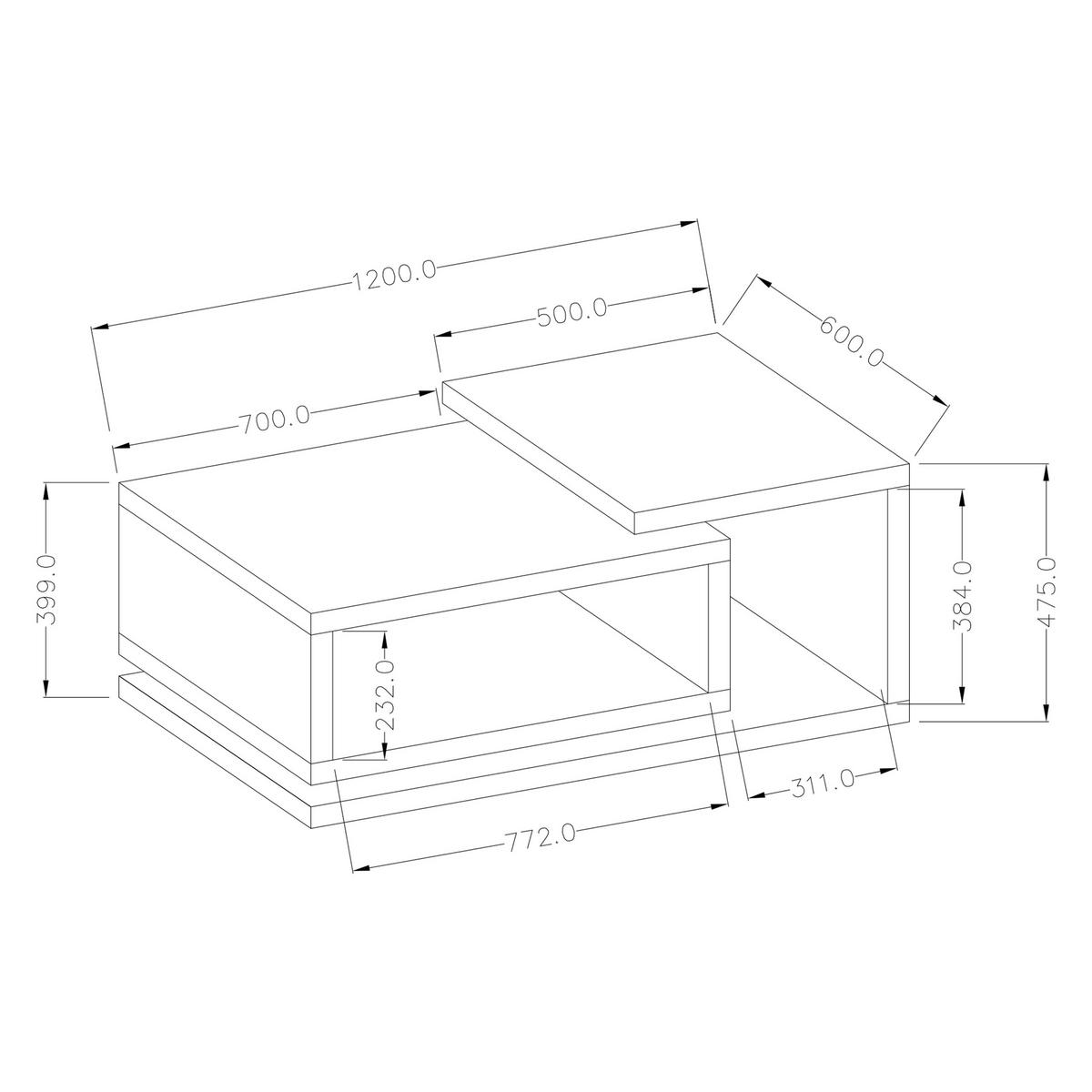 COUCHTISCH BOTTEGA 120/40/60 cm Anthrazit - Anthrazit, Holzwerkstoff (60/120/40cm) - MASSENO