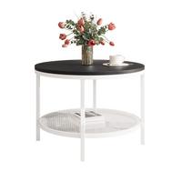 COUCHTISCH CANDY 60/42 cm runden, Weiß / Schwarz matt - Schwarz/Weiß, Glas/Metall (60/60/42cm) - Idohome