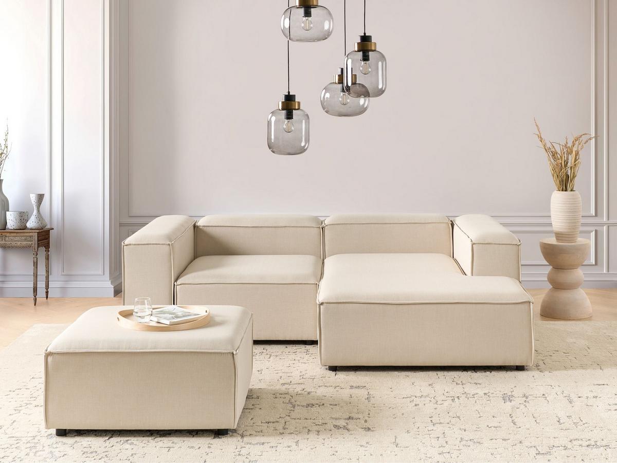ECKSOFA Modul 3-Sitzer linksseitig Beige Stoff mit Ottomane Ardal - Beige, Textil (240/180cm) - Beliani