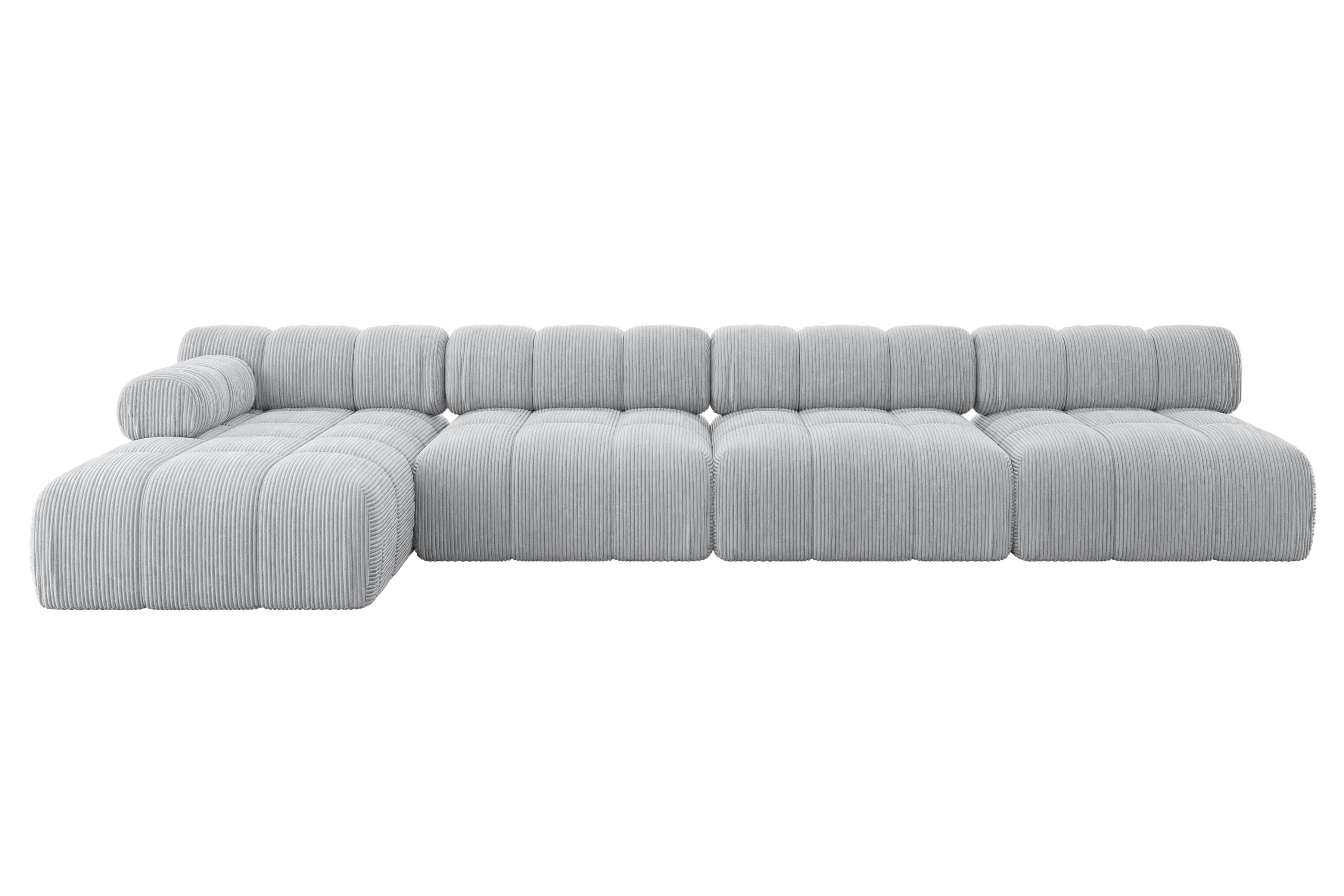 ECKSOFA modulares Sofa Razon-L3 - 380x160x70 cm Grau Cord - Grau, Holzwerkstoff/Textil (380/160cm) - ALTDECOR