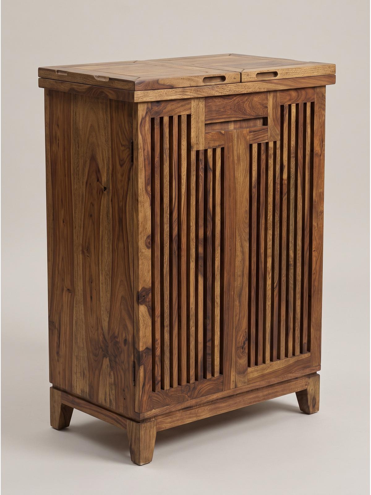 HAUSBAR SIRACUSA, Dunkles Massivholz, mit Ablagen, 65 x 50 x 90 cm - Dunkelbraun/Braun, Holz (65/90/50cm) - KADIMA DESIGN