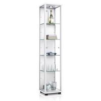 GLASVITRINE 33/37/176 cm mit LED & 4 höhenverstellbaren Glasböden - Transparent/Silberfarben, Glas/Holzwerkstoff (37/176/33cm) - K-Möbel