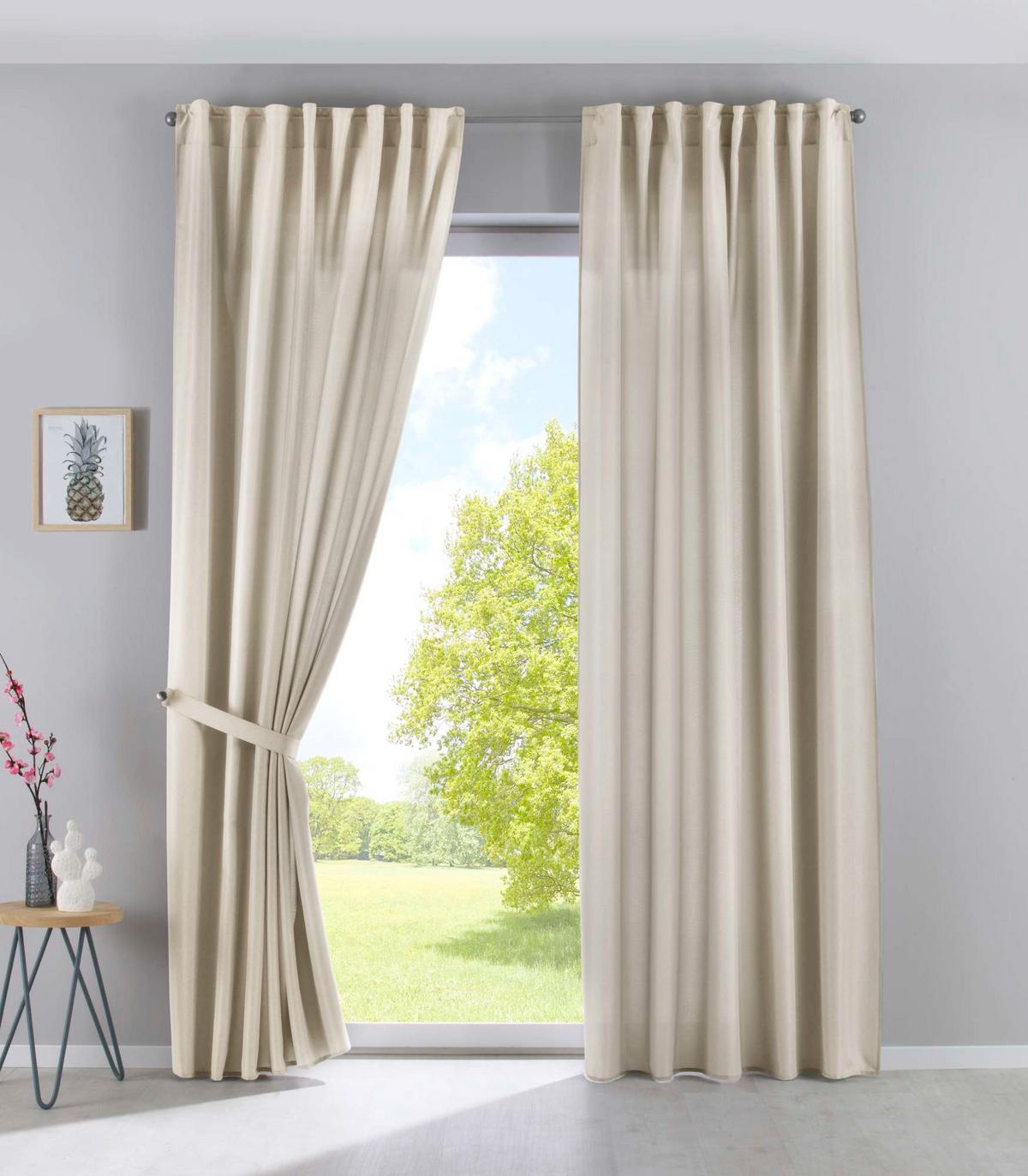 SCHLAUFENGARDINE 2ER SET »Jena« HxB 225x140 cm Sand - Sandfarben, Textil (140/225cm) - Gardinenbox
