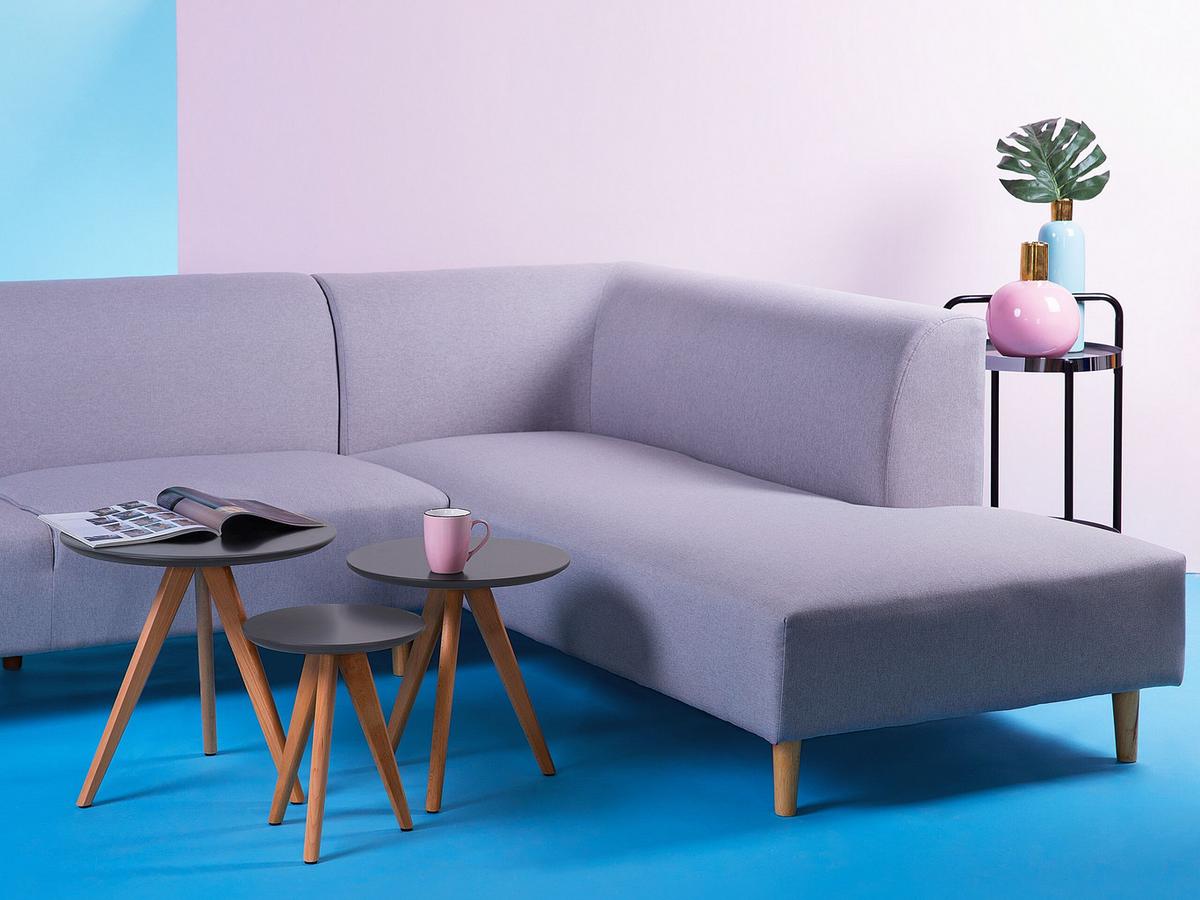 COUCHTISCH 3er Set Rund Grau, Hell Holz Vegas - Grau, Holzwerkstoff (48/48/46cm) - Beliani