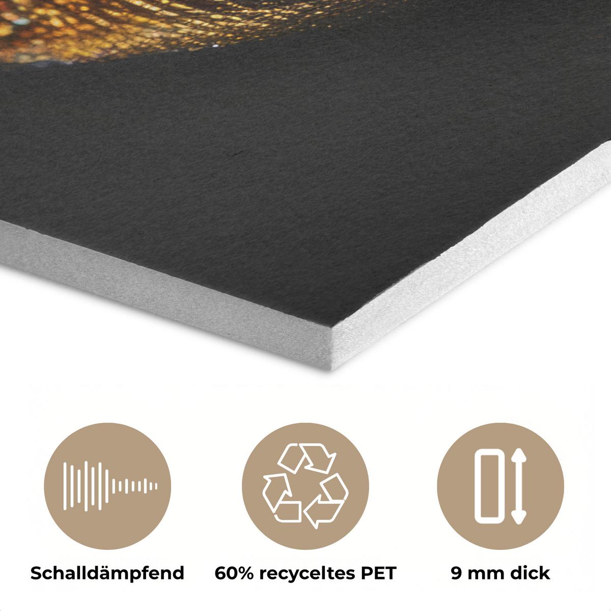 AKUSTIKBILD Frau - Porträt - Lippen - Gold - Schwarz Wanddeko 70x50 cm - Schwarz, Kunststoff (70/50/0.9cm) - MuchoWow