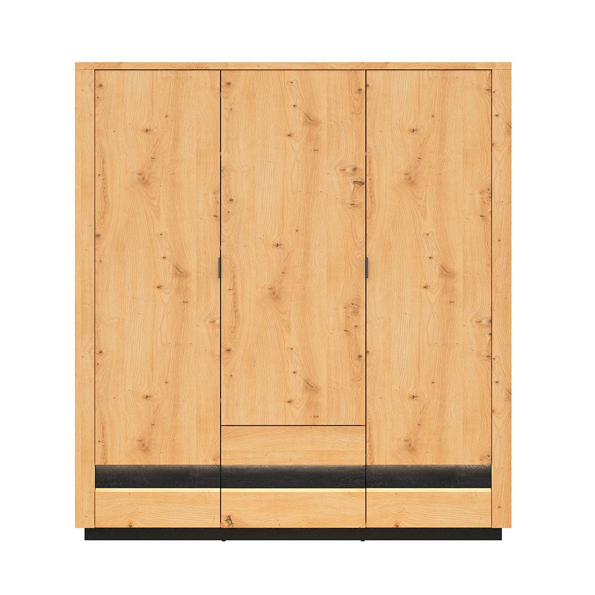 SCHRANK 3 Türen Glenn Holz und Schwarz - Schwarz, Holzwerkstoff (180/199/56cm) - Petits-meubles
