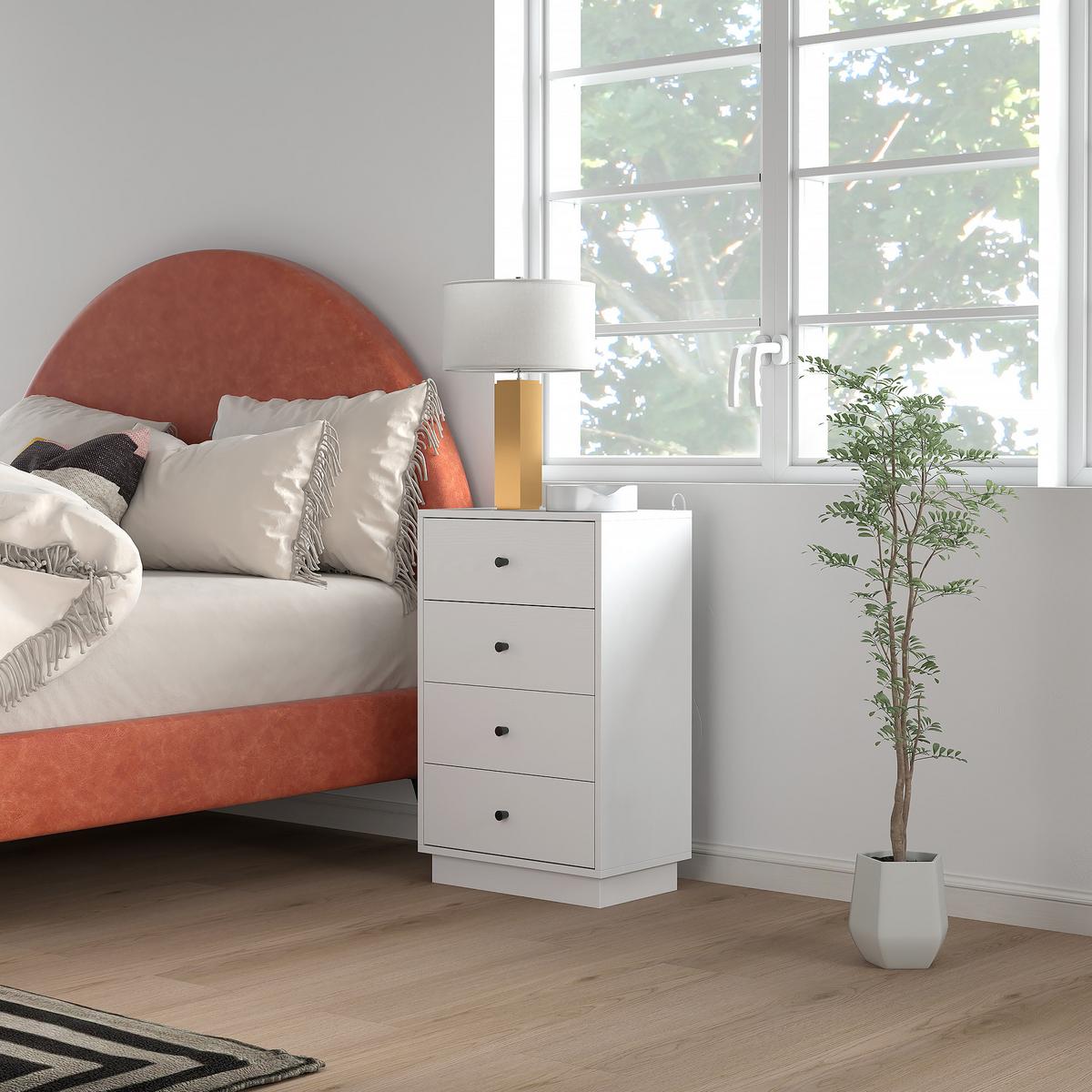 KOMMODE Sideboard mit 4 Schubladen Schrank aus Holzwerkstoff 47 x 29 x 75 cm Weiß - Weiß, Holzwerkstoff (29/75/47cm) - HOMCOM