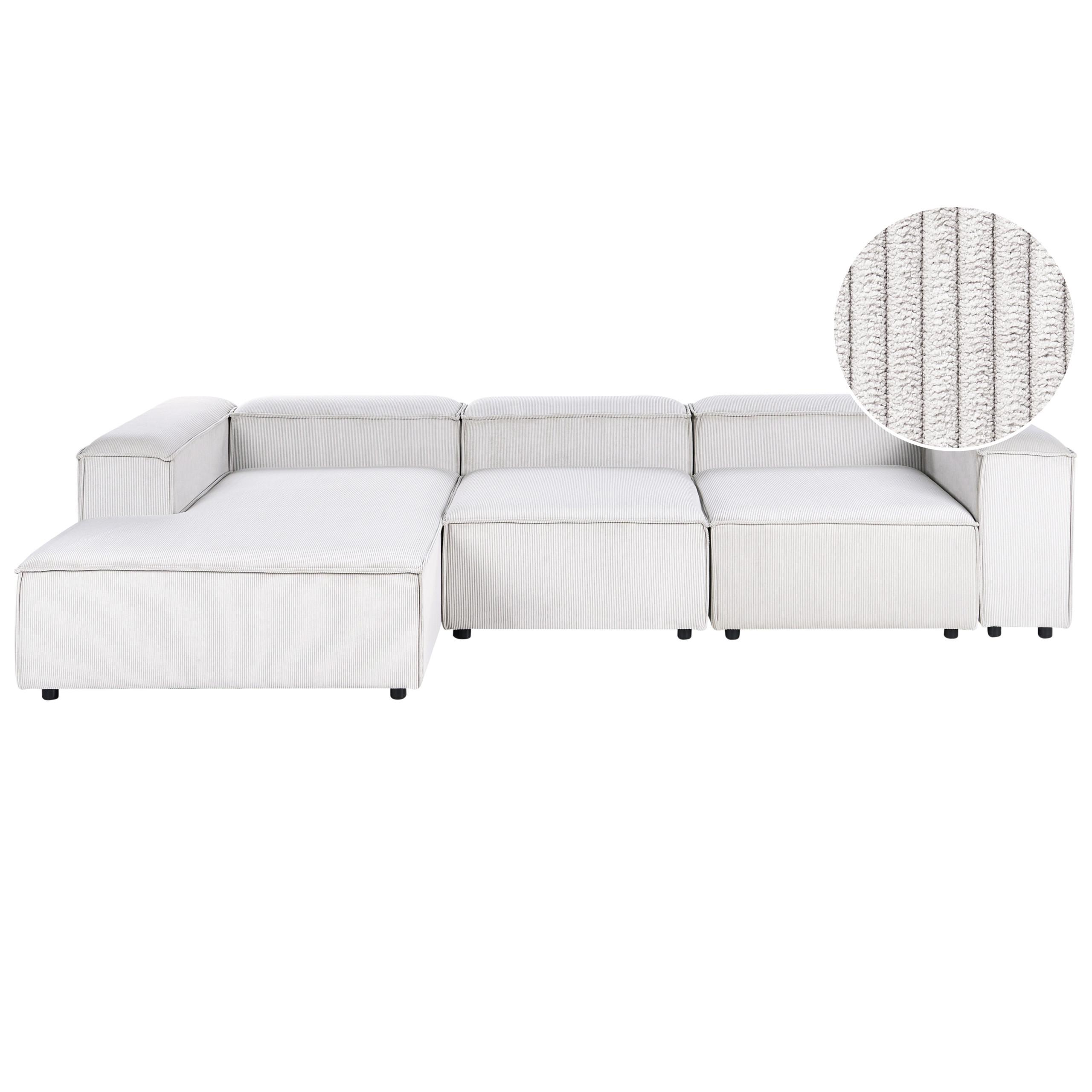 ECKSOFA Modul 4-Sitzer rechtsseitig Cremeweiß Cord Ardal - Creme/Schwarz, Textil (326/180cm) - Beliani