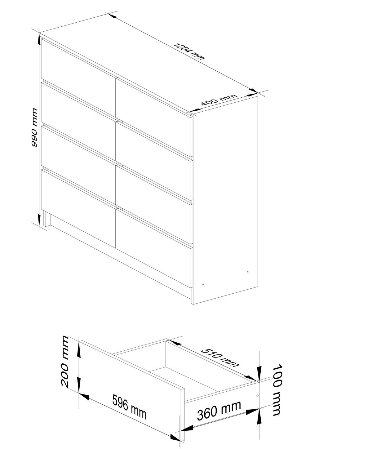 KOMMODE Weiß 99/120/40 - Weiß, Holzwerkstoff (120/99/40cm) - RAUMHIRSCH FURNITURE