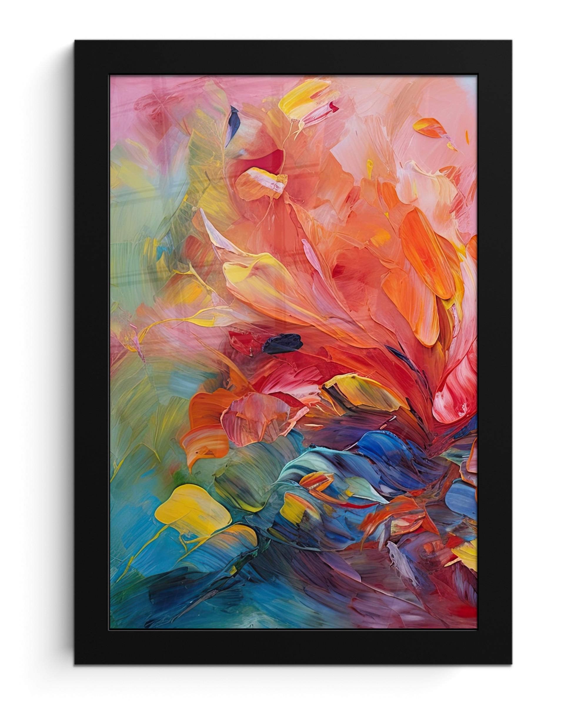 POSTER MIT RAHMEN Ölgemälde - Kunst - Abstrakt - Farbenfroh Poster 20x30 cm - Altrosa, Papier (20/30cm) - MuchoWow