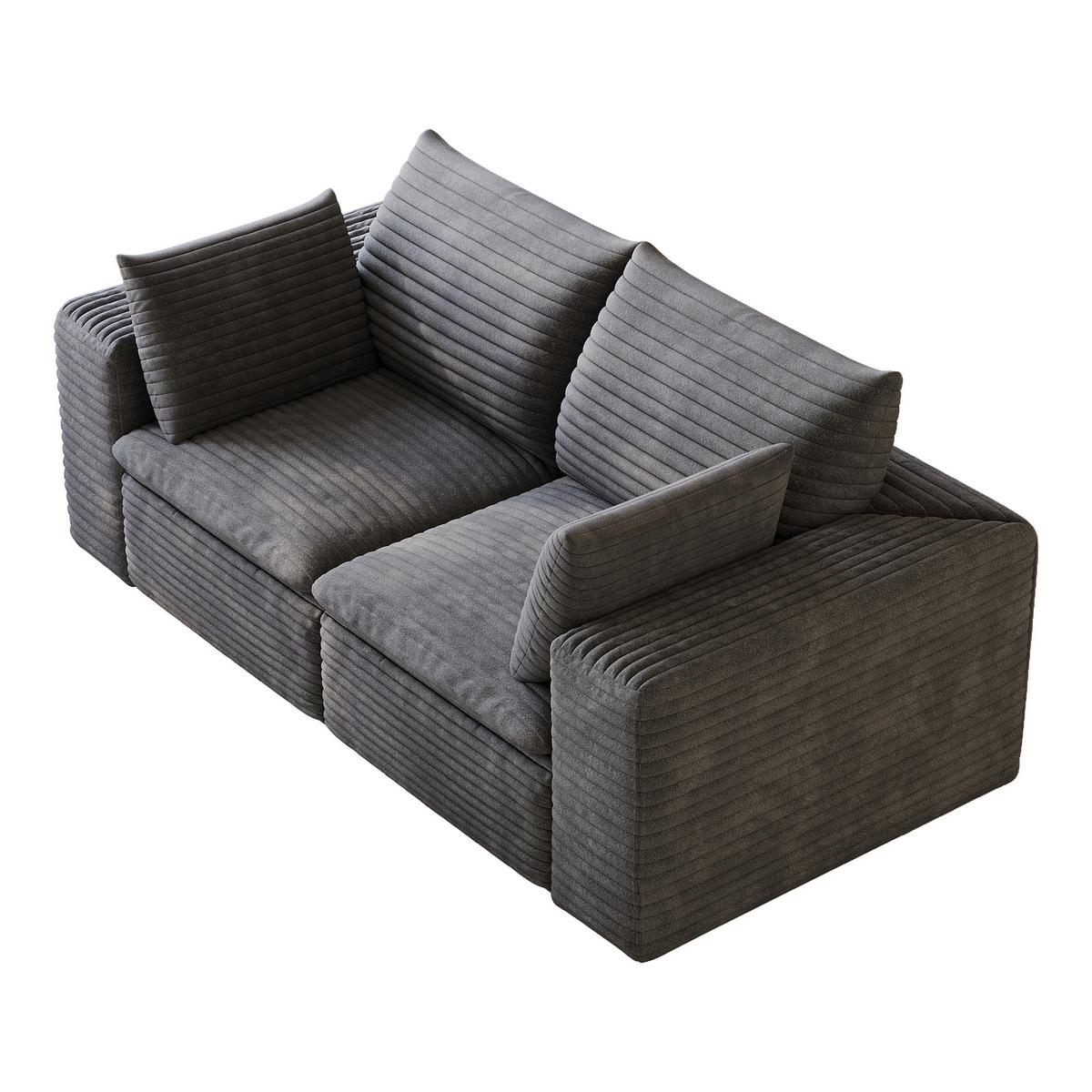2-SITZER SOFA 180cm Cord-Sofa ohne Montage - Dunkelgrau, Textil (180/60/90cm) - Urban Meuble