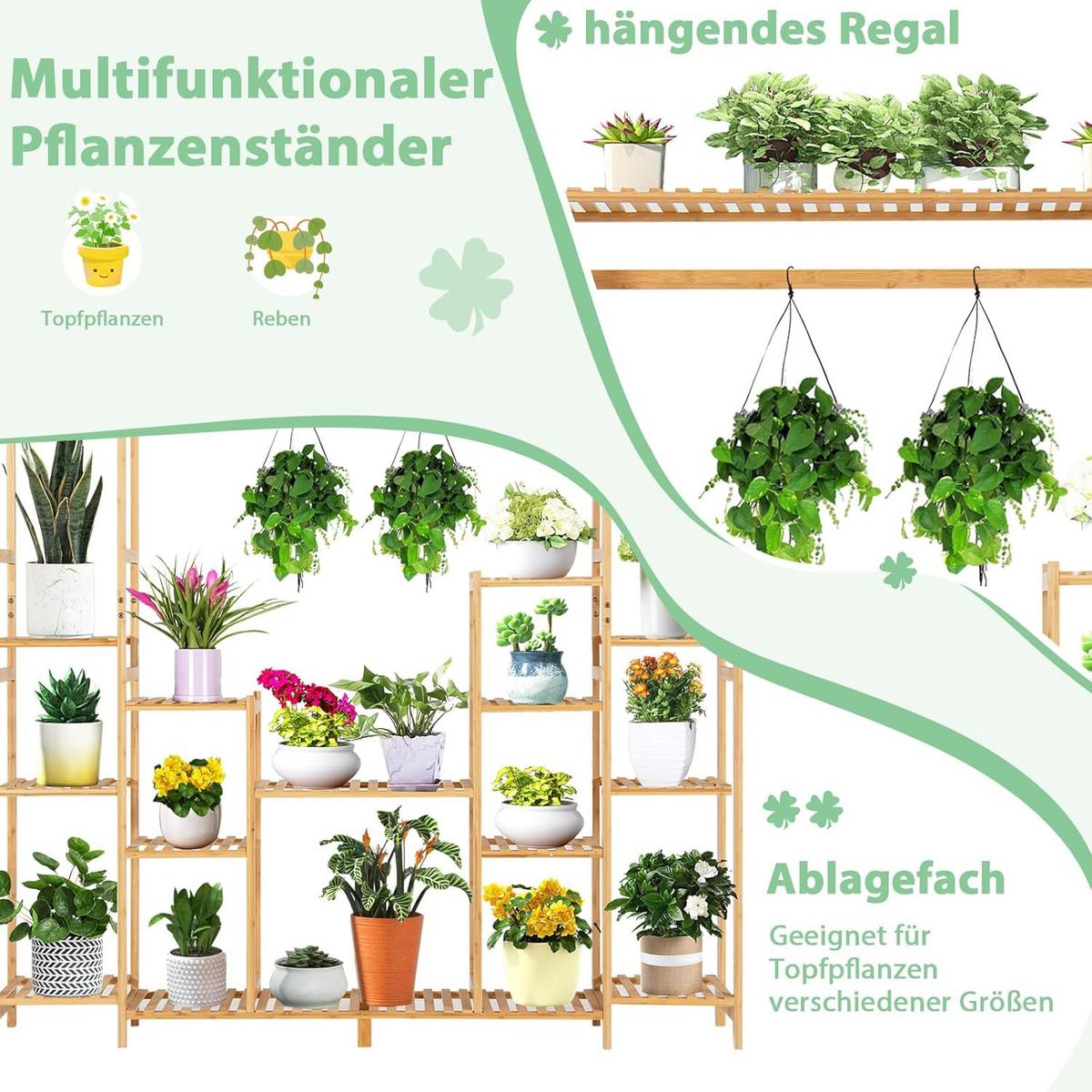 BLUMENSTÄNDER Natur - Naturfarben, Naturmaterialen (167/166/30cm) - COSTWAY