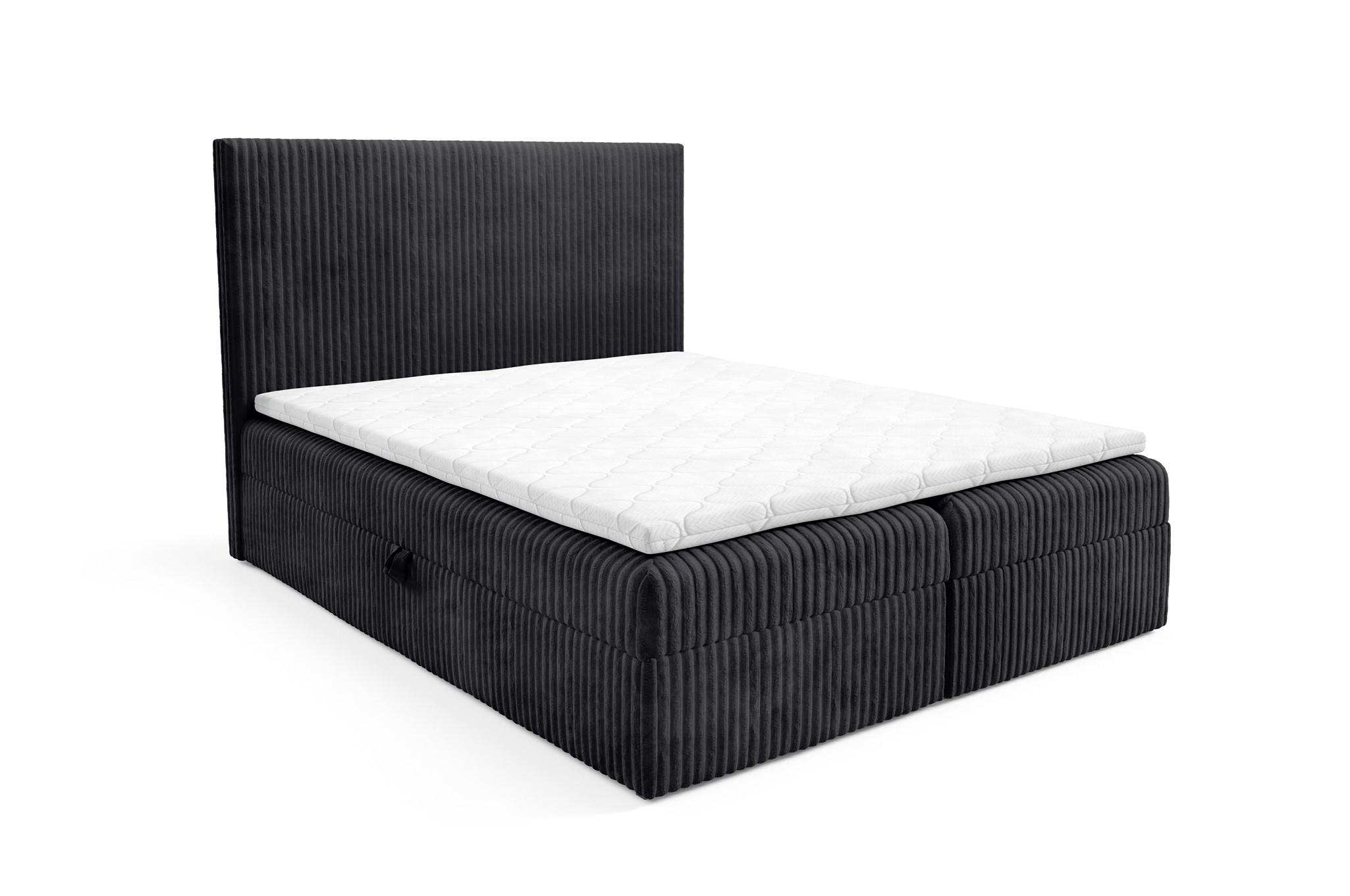 BOXBETT Arnau - Schwarz, Holzwerkstoff/Textil (120/200cm) - Fun Möbel