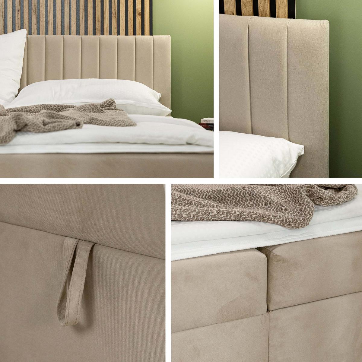 BOXBETT Tirulo - H3 - Dunkelgrau/Schwarz, Holzwerkstoff/Kunststoff (160/200cm) - MIRJAN24