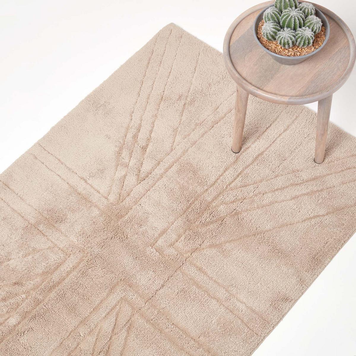 HOCHFLOR-TEPPICH Union Jack 90/150 cm - Beige, Textil (90/150cm) - Homescapes