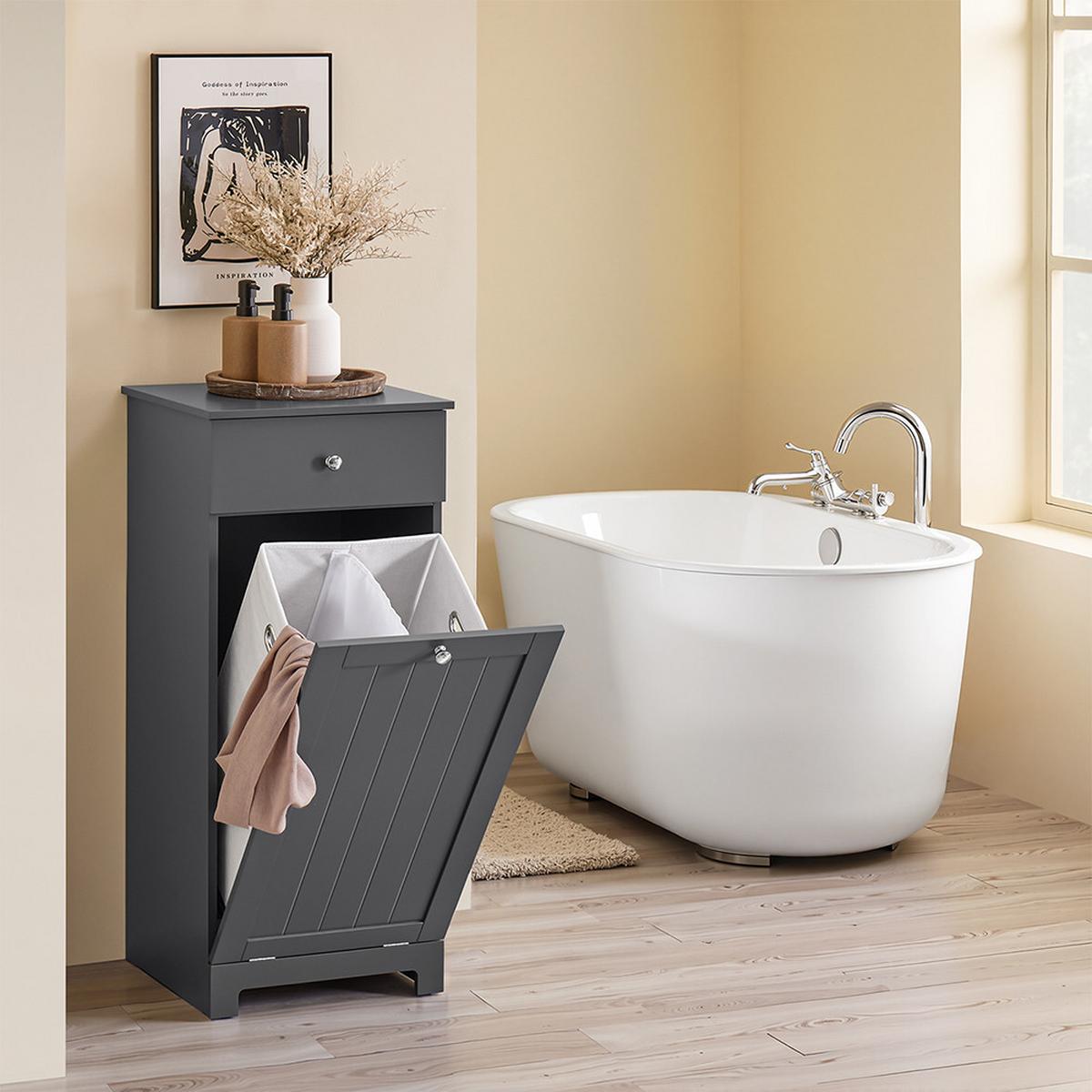 BADUNTERSCHRANK mit einer Schublade Dunkelgrau 40x38x91cm Modern - Dunkelgrau, Holzwerkstoff (38/91/40cm) - SoBuy