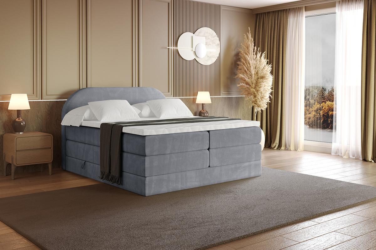 BOXSPRINGBETT mit Matratze und Lattenrost - NOX KING-160x200 - Grau Casablanca - Grau, Holzwerkstoff (160/200cm) - ALTDECOR