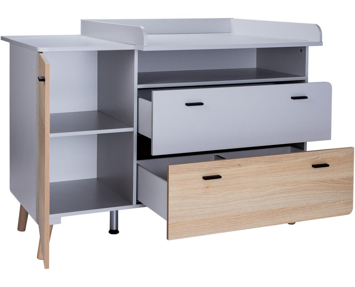 WICKELKOMMODE Lovis XL - Eichefarben/Hellgrau, Holz/Holzwerkstoff (132/96/79cm) - arthur berndt