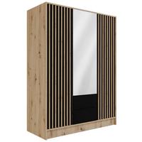 KLEIDERSCHRANK NELIA - 150 cm - Schwarz/Eiche Artisan, Holzwerkstoff (150/200/51cm) - ALTDECOR